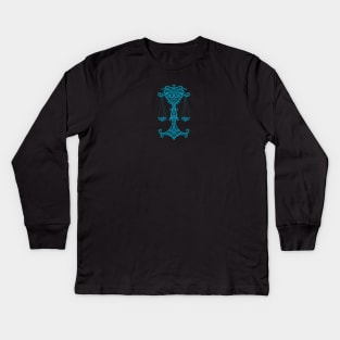 Blue Libra Zodiac Sign Kids Long Sleeve T-Shirt